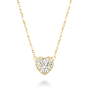 Hemsleys Collection 14K Micro Diamond Pavé Heart Necklace
