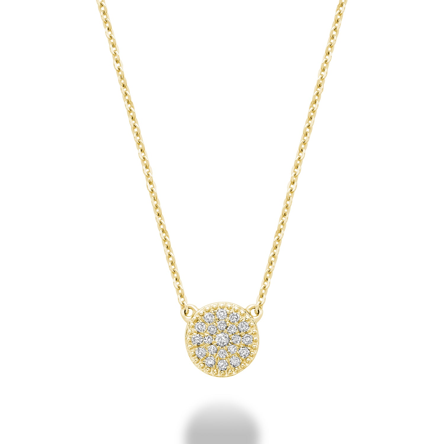 Hemsleys Collection 14K Micro Diamond Pavé Disc Necklace