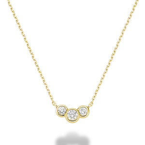 Hemsleys Collection 14K Round Trinity Diamond Bezel Set Necklace