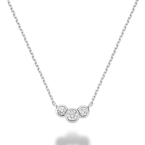 Hemsleys Collection 14K Round Trinity Diamond Bezel Set Necklace