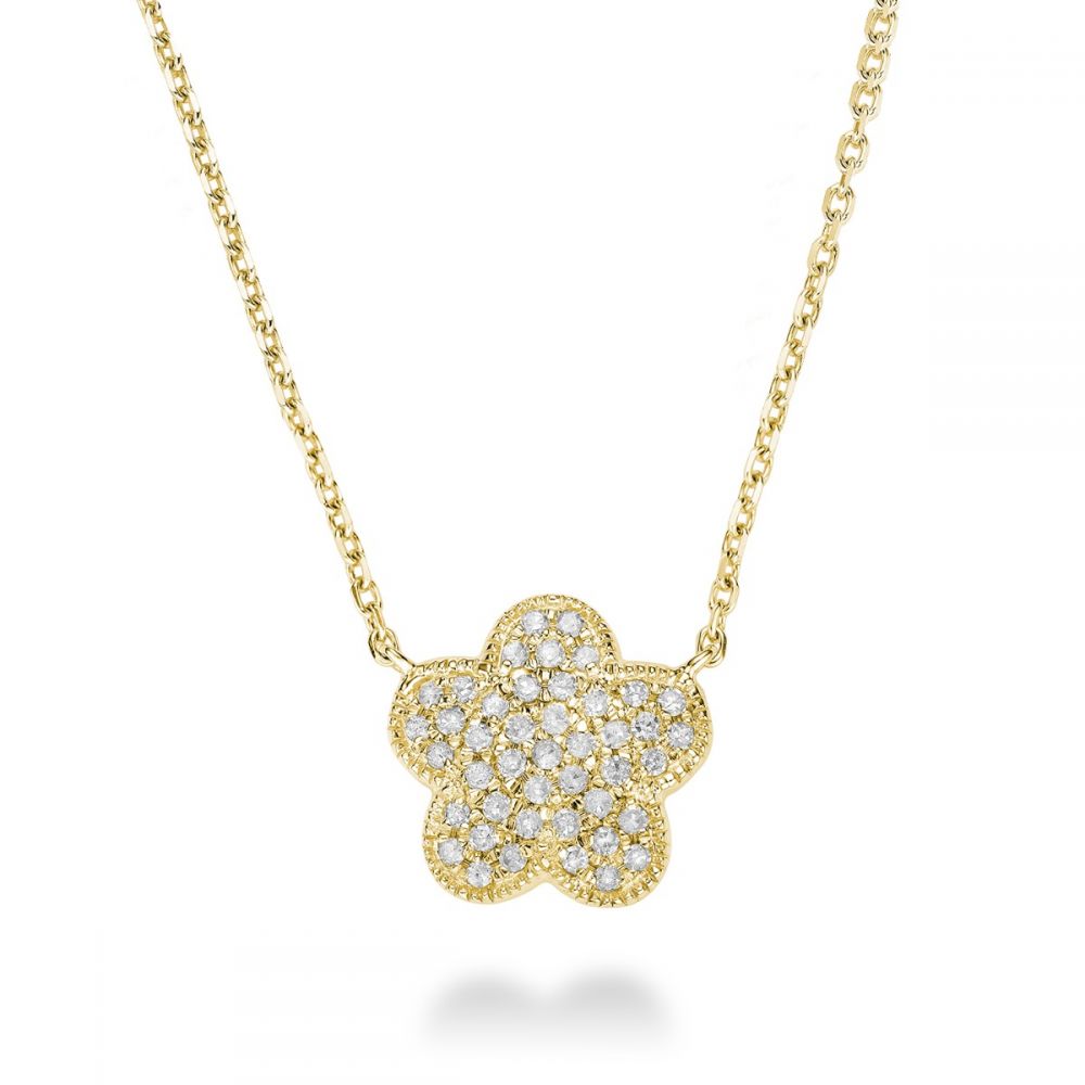 Hemsleys Collection 14K Diamond Flower Pavé Necklace