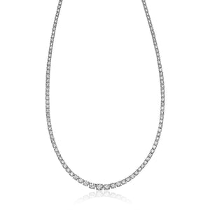 Hemsleys Collection 14K Round Diamond 4-Prong Graduated Tennis Necklace