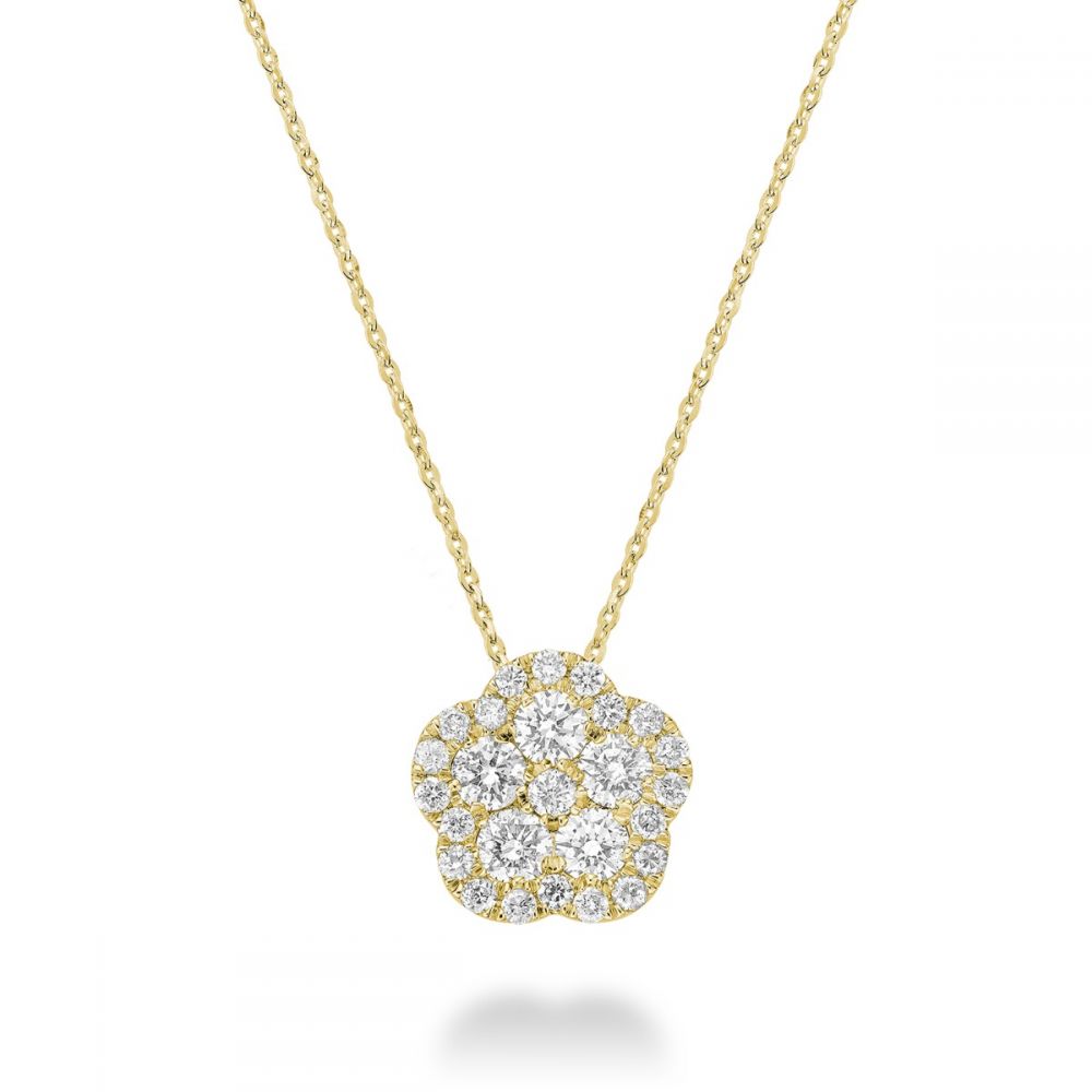 Collection Hemsleys Ensemble d'illusion de fleur en diamant 14K et pendentif en forme de halo en forme de fleur