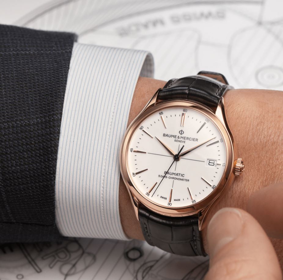 Baume Et Mercier Clifton Baumatic 18K Rose Gold Automatic (White