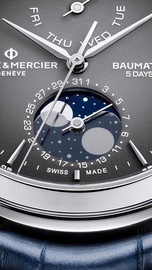 Baume Et Mercier Clifton Baumatic Day Date Moonphase Automatic (Grey Dial / 42mm)