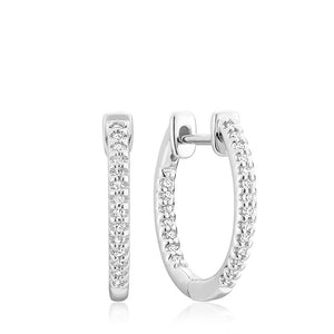 Hemsleys Collection 14k Diamond Inside/Out Huggy Hoop Earrings