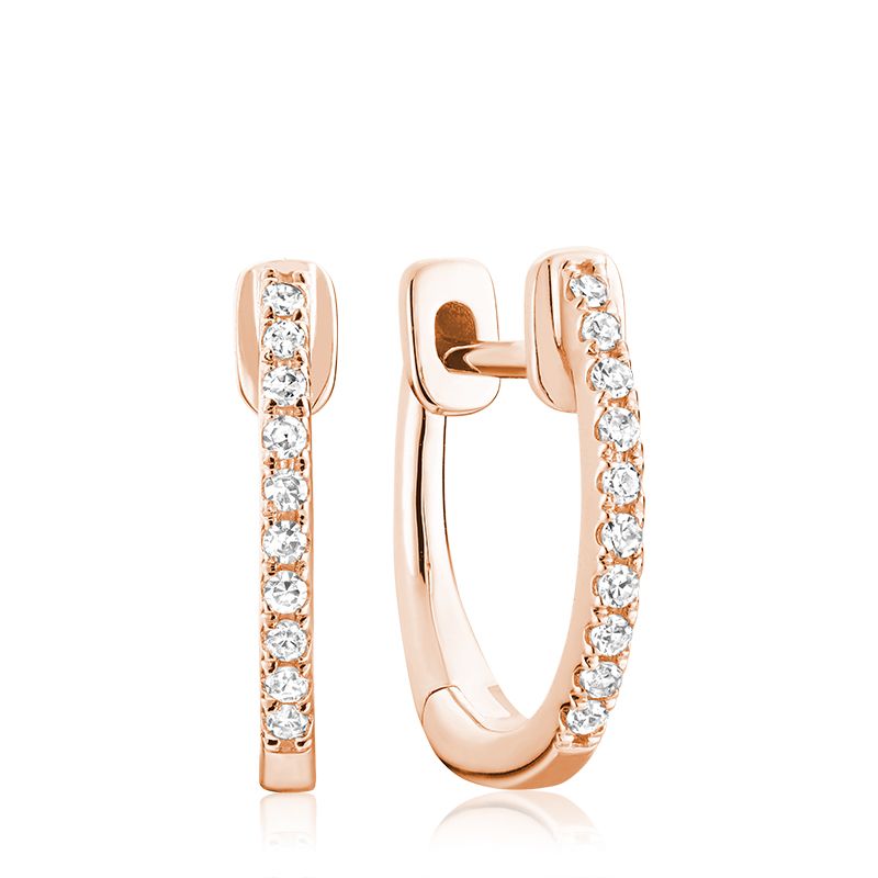 Boucles d'oreilles de la collection Hemsleys en diamant 14k avec mini cerceau Huggy