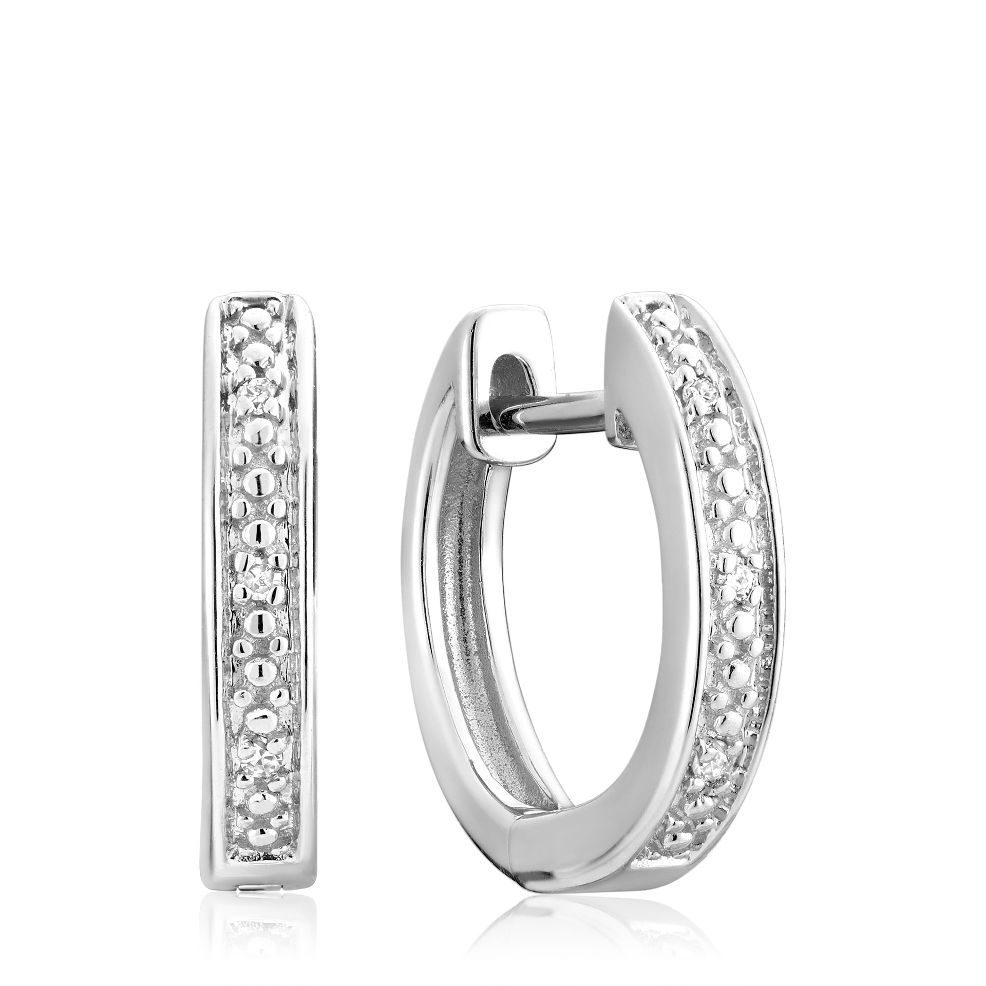 Hemsleys Collection 14k Diamond Mini Huggy Hoop Channel Set Earrings