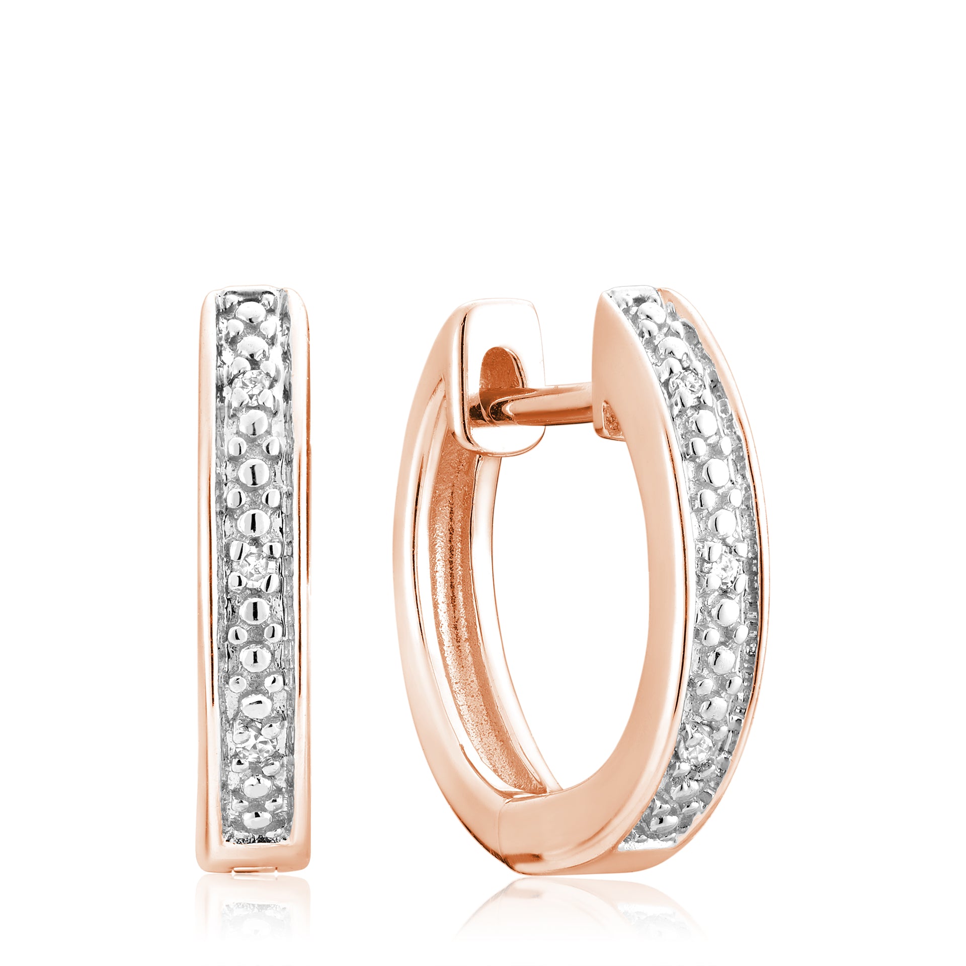 Hemsleys Collection 14k Diamond Mini Huggy Hoop Channel Set Earrings