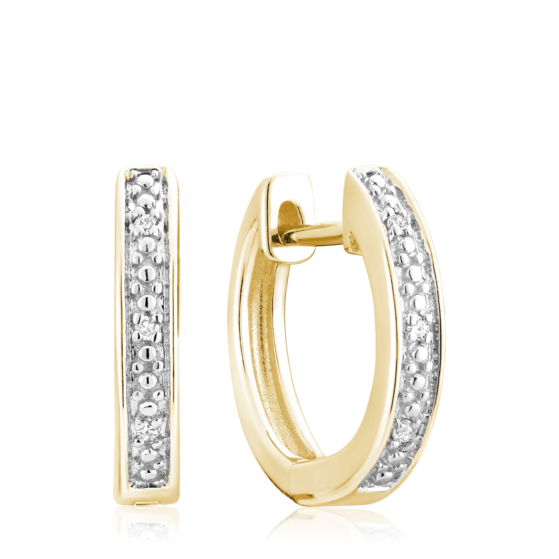 Hemsleys Collection 14k Diamond Mini Huggy Hoop Channel Set Earrings