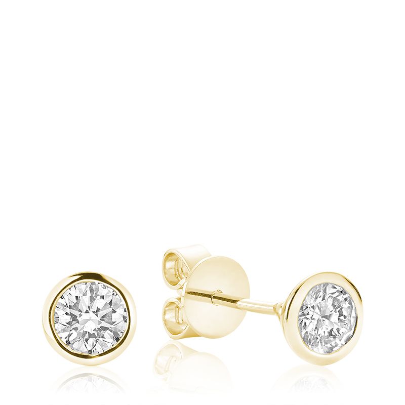 Hemsleys Collection 14k Round Diamond Bezel Set Stud Earrings