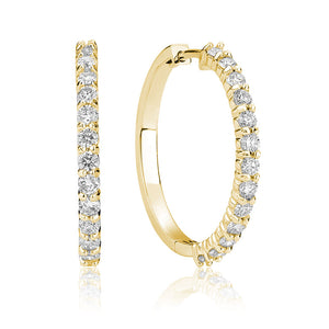 Hemsleys Collection 14k Diamond Shared Prong Hoop Earrings