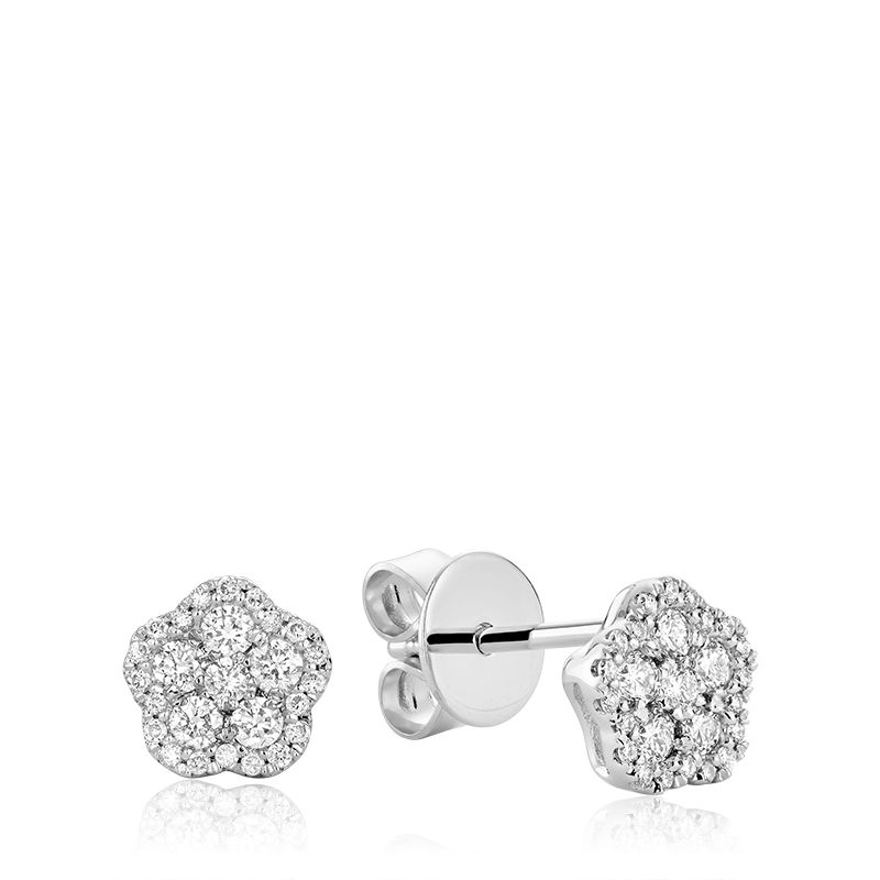 Hemsleys Collection 14K Diamond Flower Illusion Set Diamond Halo Stud Earrings