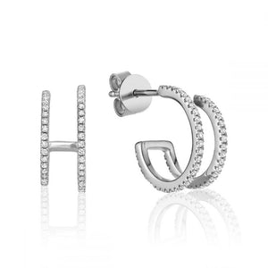 Hemsleys Collection 14K Diamond Double Hoop Earrings