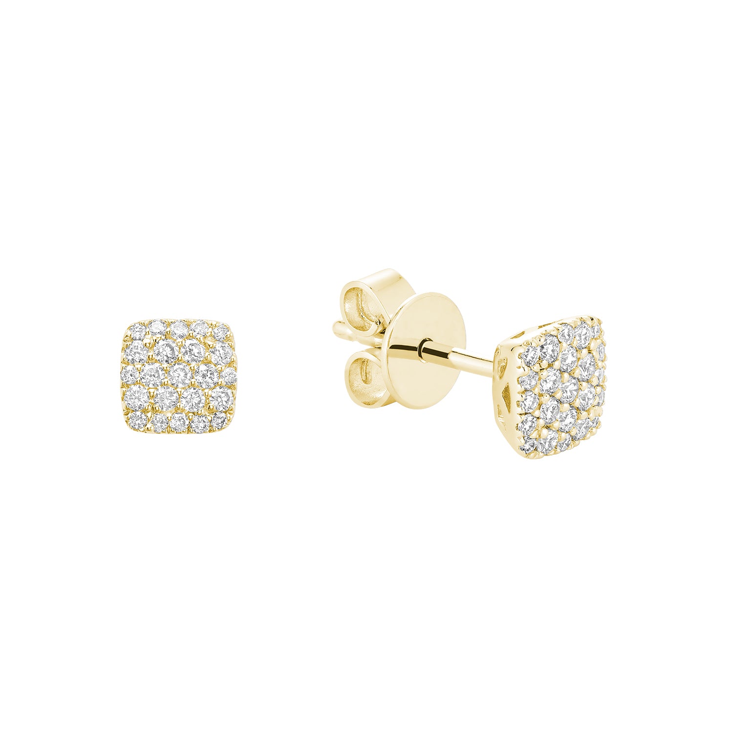 Boucles d'oreilles Hemsleys Collection 14K Diamond Pavé Square Disc Stud