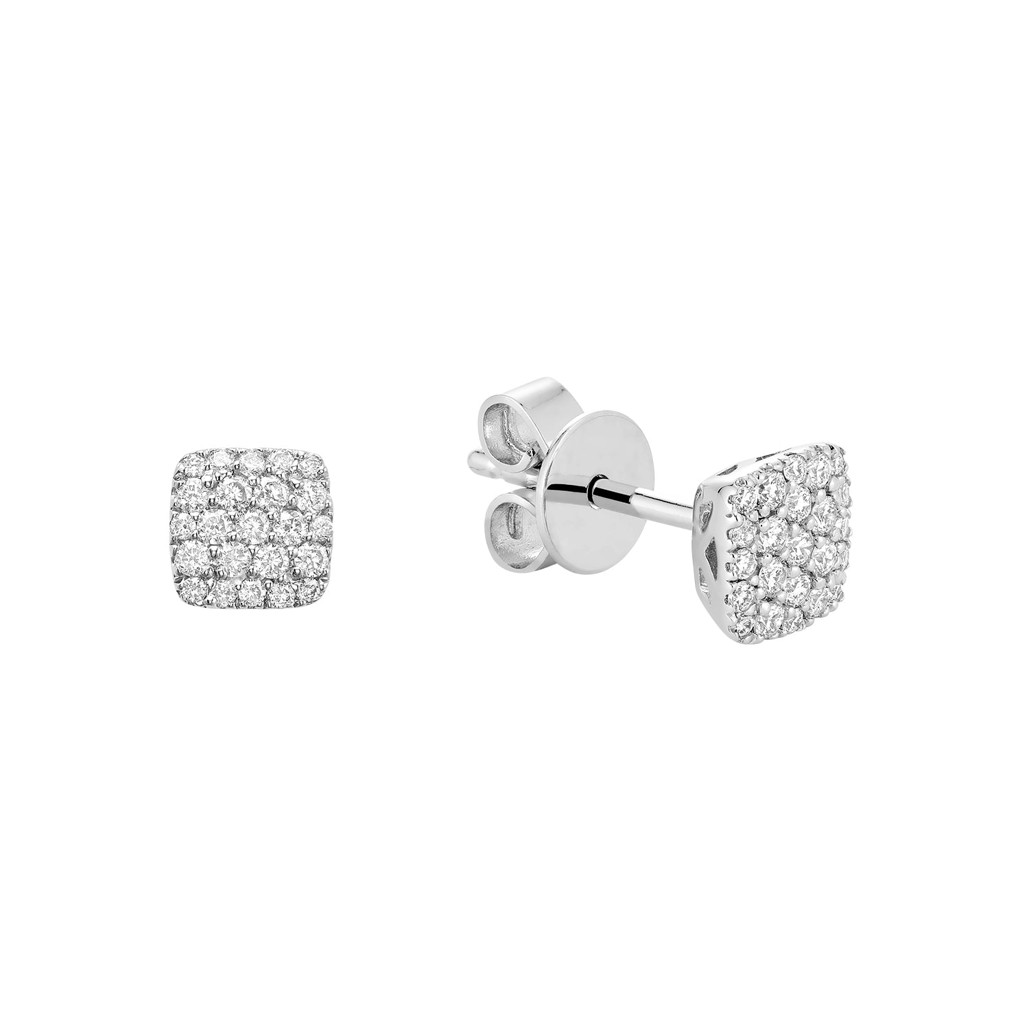 Hemsleys Collection 14K Diamond Pavé Square Disc Stud Earrings