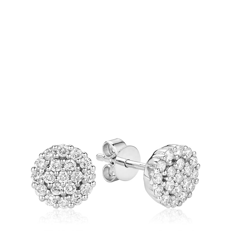 Hemsleys Collection 14K Diamond Flower Illusion Set & Round Diamond Halo Stud Earrings