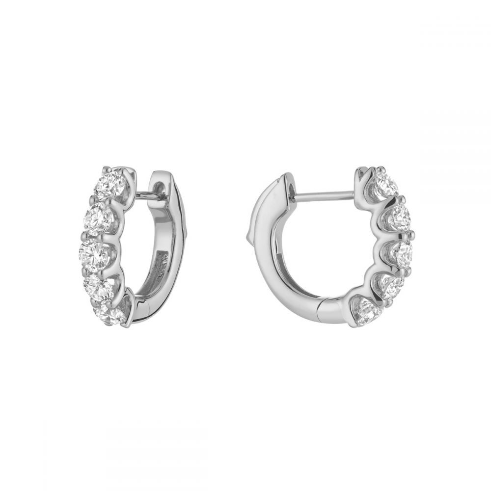 Hemsleys Collection 14k Diamond Shared Prong U-Shape Huggy Earrings