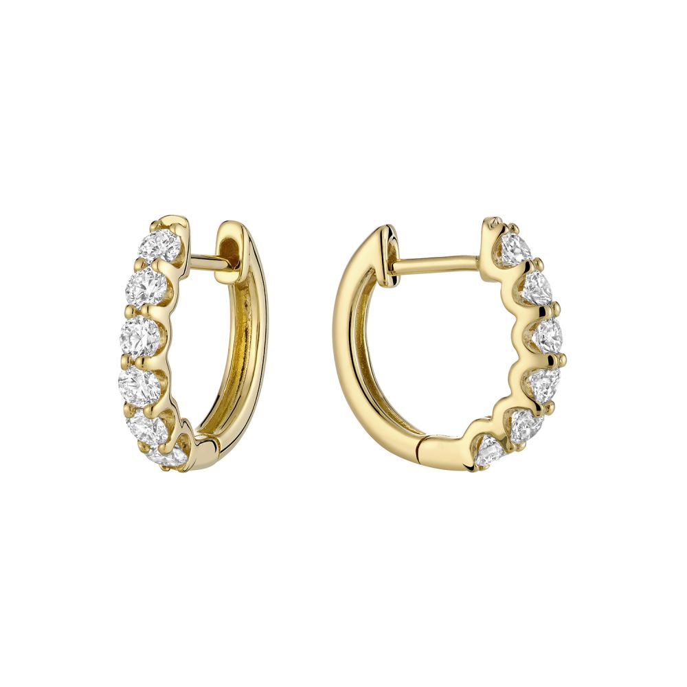 Collection Hemsleys Boucles d'oreilles en forme de U avec diamants de 14 carats