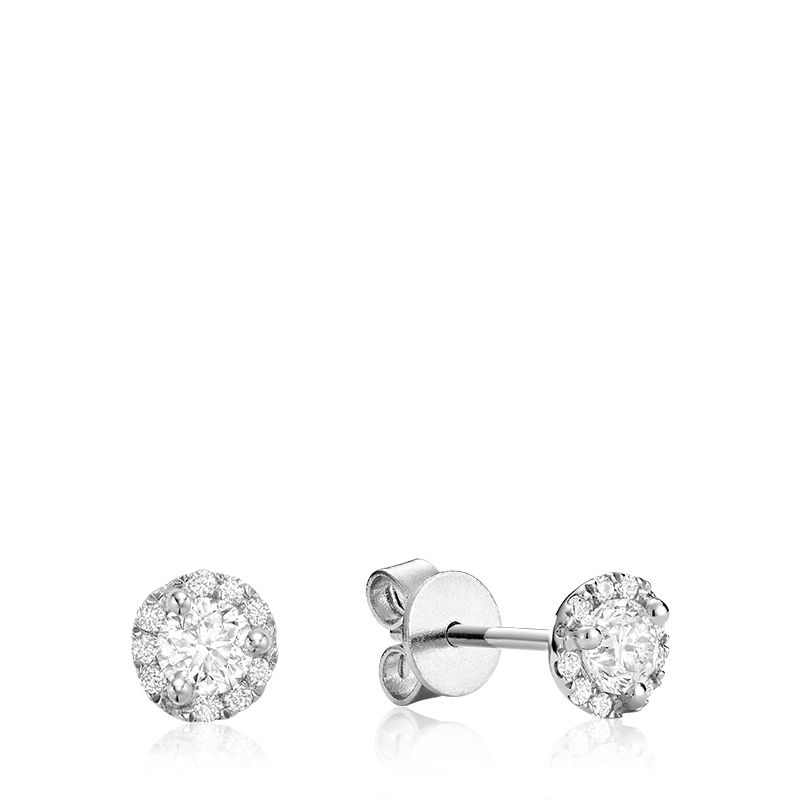 Hemsleys Collection 14k Round Diamond Halo Martini Set Stud Earrings