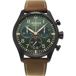 Alpina Startimer Pilot Big Date Chronograph Quartz (Green Dial / 44mm)