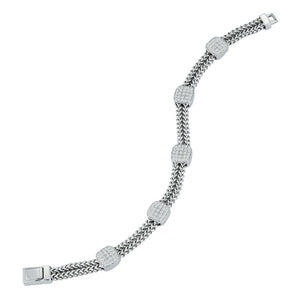Hemsleys Collection 14K Diamond Five Station Cushion Shape & Double Chain Link Bracelet