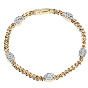 Hemsleys Collection 14K Diamond Five Oval Station & Chain Link Bracelet