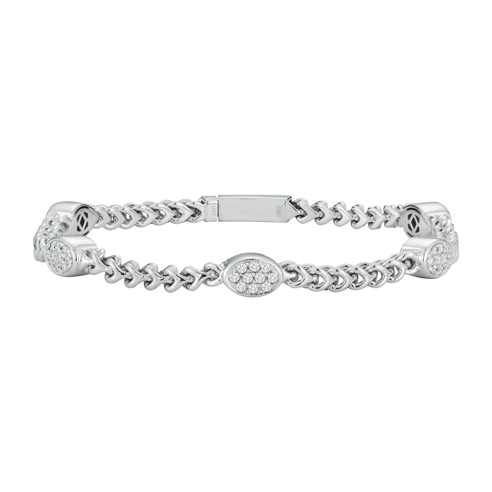 Collection Hemsleys 14K Diamond Five Oval Station & Chain Link Bracelet