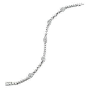 Hemsleys Collection 14K Diamond Five Oval Station & Chain Link Bracelet