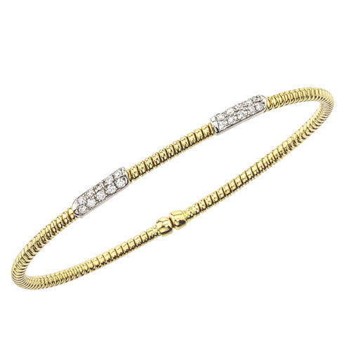 Hemsleys Collection 18K Dainty Diamond Double Bar Station Bangle