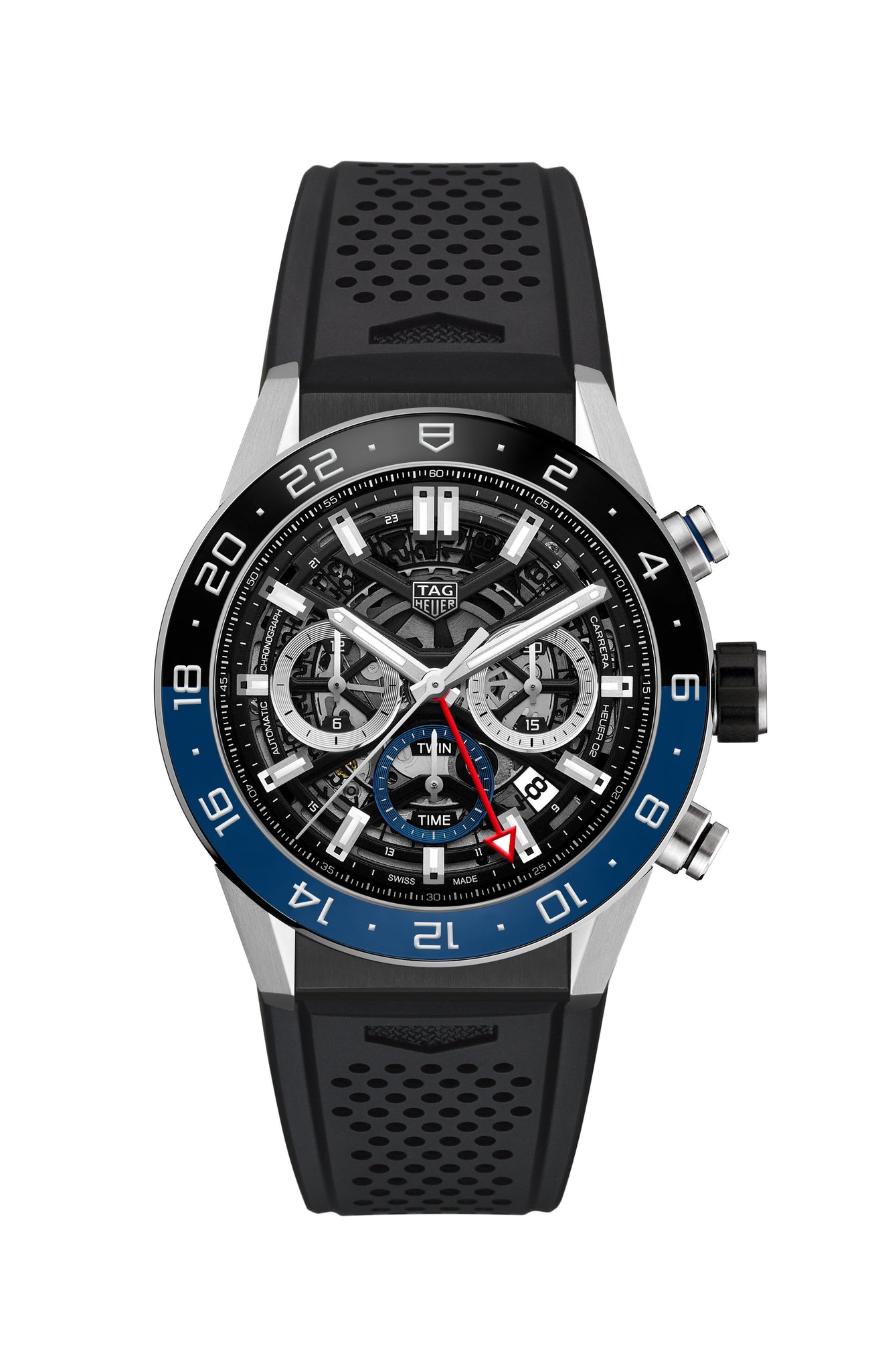 TAG Heuer Carrera Heuer 02 Automatic Chronograph GMT (Black Dial / 45mm / Rubber)