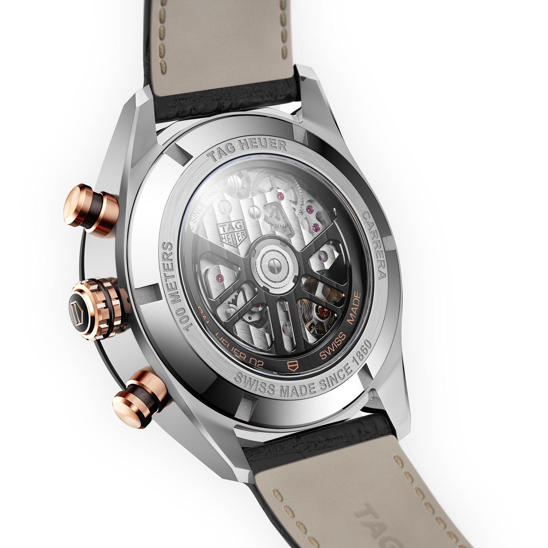 TAG Heuer Carrera Heuer 02 Chronographe automatique (Cadran noir / 44mm / Accents en or rose)
