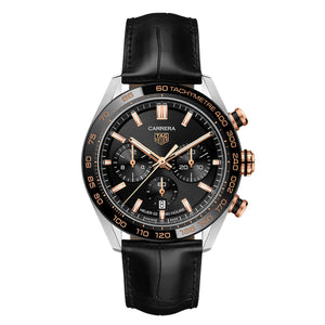 TAG Heuer Carrera Heuer 02 Automatic Chronograph (Black Dial / 44mm / Rose Gold Accents)