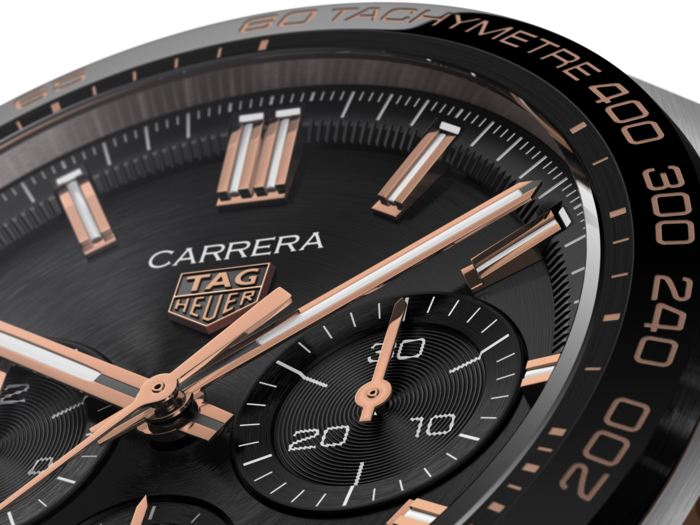 TAG Heuer Carrera Heuer 02 Chronographe automatique (Cadran noir / 44mm / Accents en or rose)