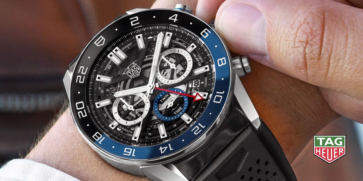 TAG Heuer Carrera Heuer 02 Automatic Chronograph GMT (Black Dial / 45mm / Rubber)