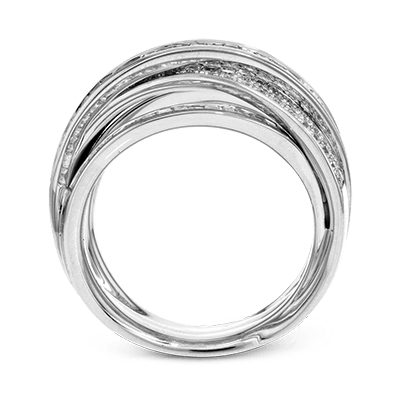 Simon G 18K White Gold Hi-Lo Baguette & Round Fancy Diamond Ring