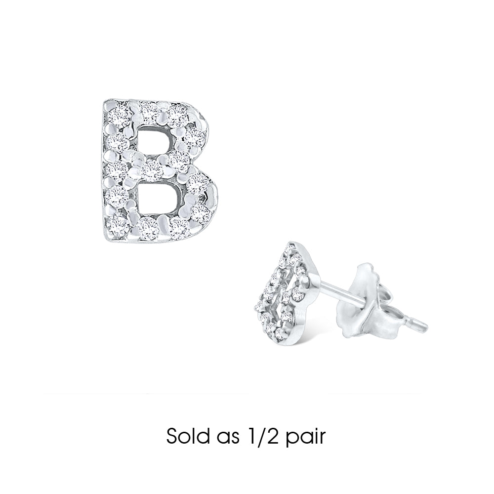 Hemsleys Collection 14K Diamant Mini Block Letter Initial Stud Earring
