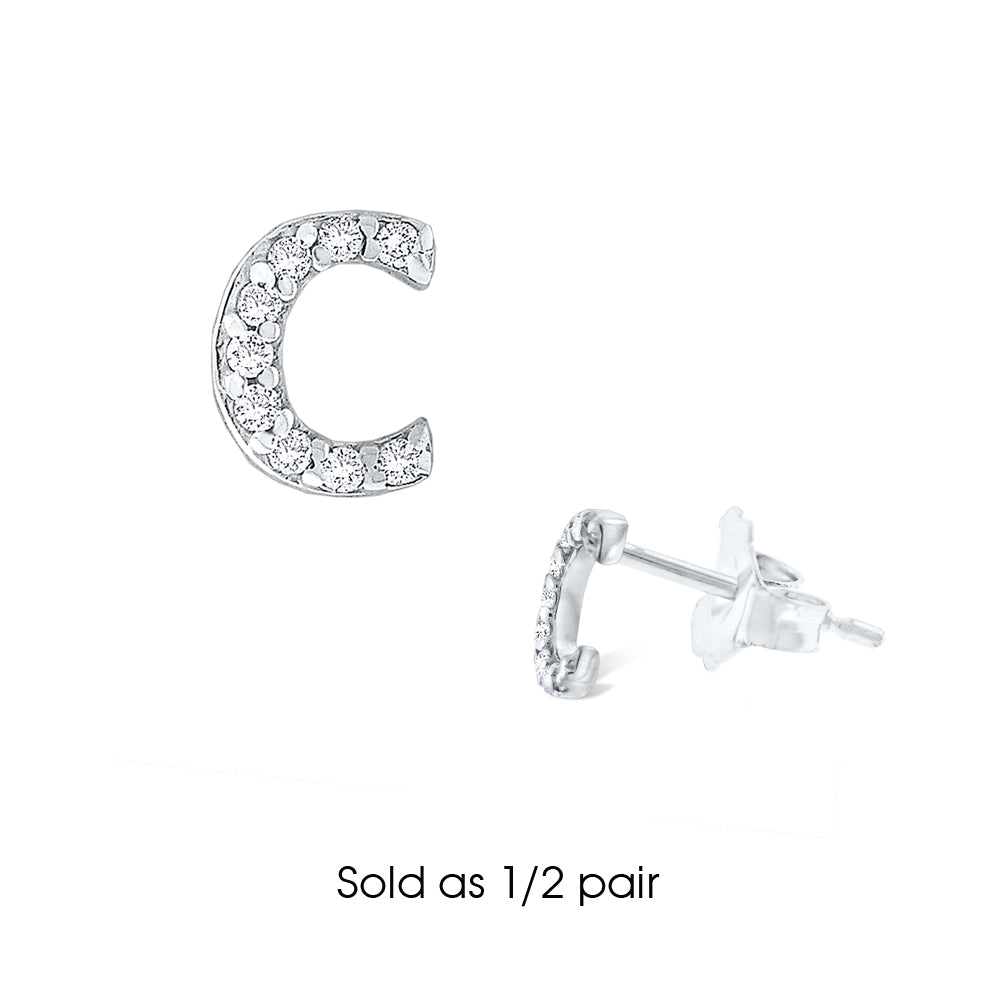 Hemsleys Collection 14K Diamant Mini Block Letter Initial Stud Earring
