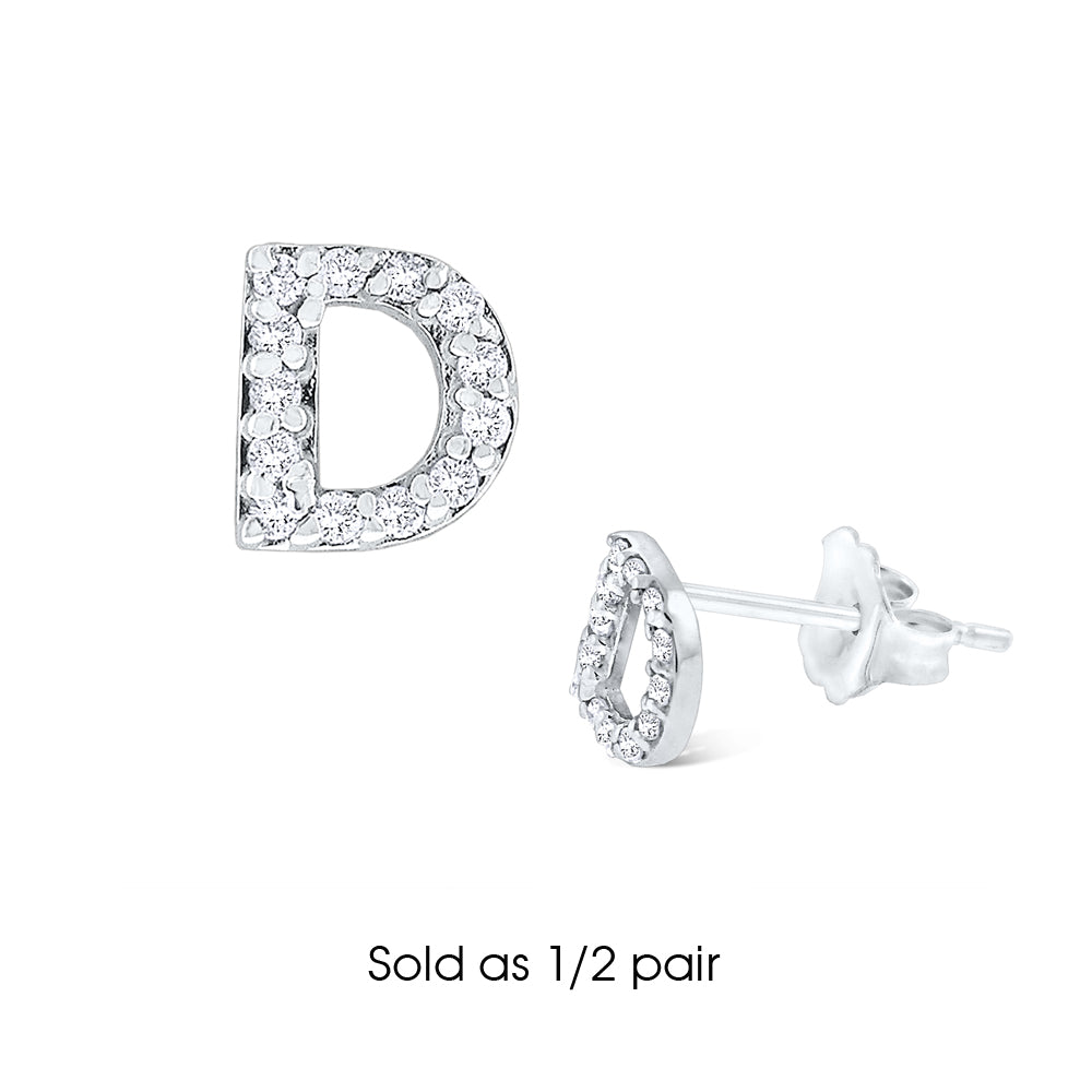 Hemsleys Collection 14K Diamant Mini Block Letter Initial Stud Earring
