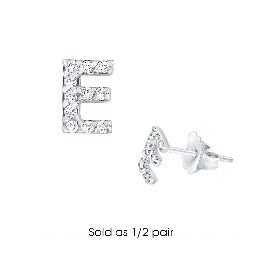 Hemsleys Collection 14K Diamant Mini Block Letter Initial Stud Earring