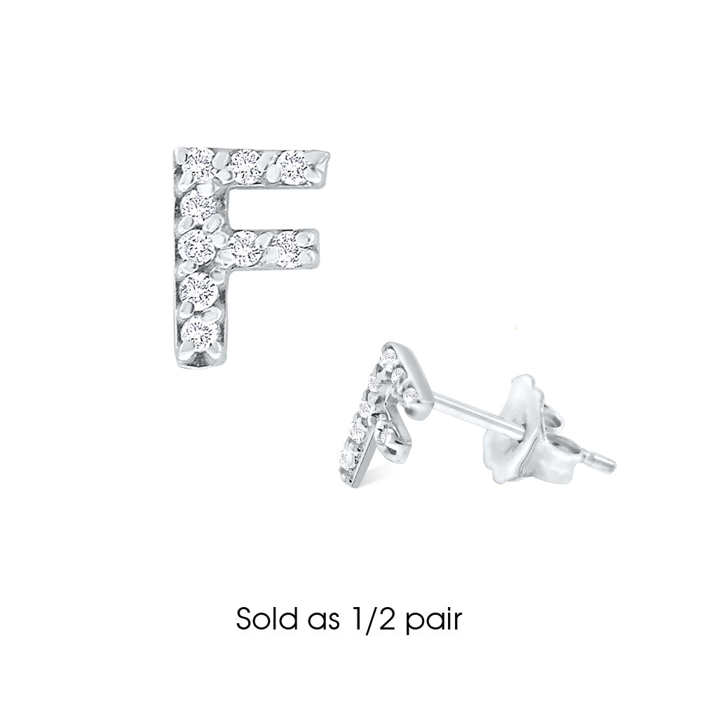 Hemsleys Collection 14K Diamond Mini Block Letter Initial Stud Earring