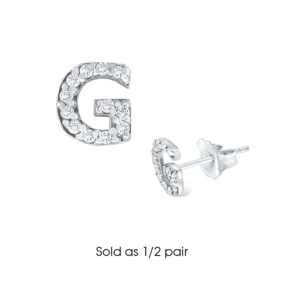 Hemsleys Collection 14K Diamant Mini Block Letter Initial Stud Earring