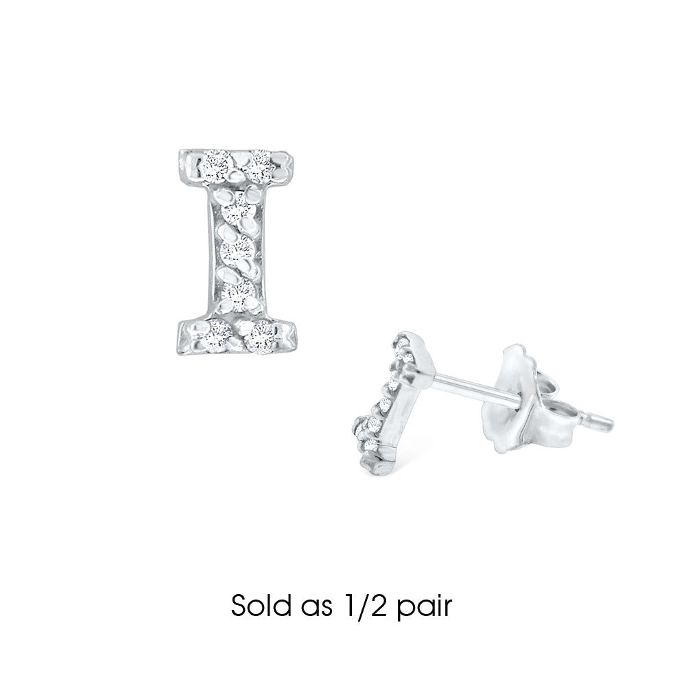 Hemsleys Collection 14K Diamant Mini Block Letter Initial Stud Earring