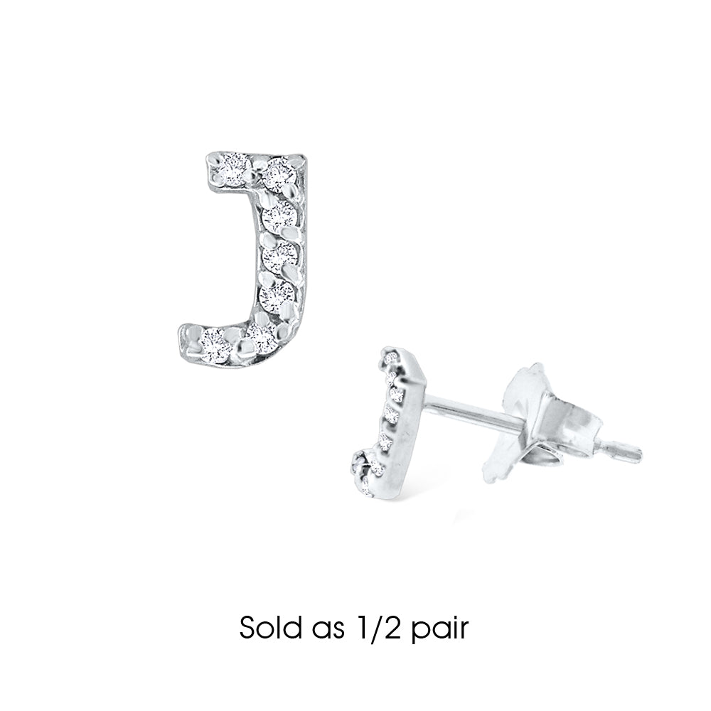 Hemsleys Collection 14K Diamant Mini Block Letter Initial Stud Earring
