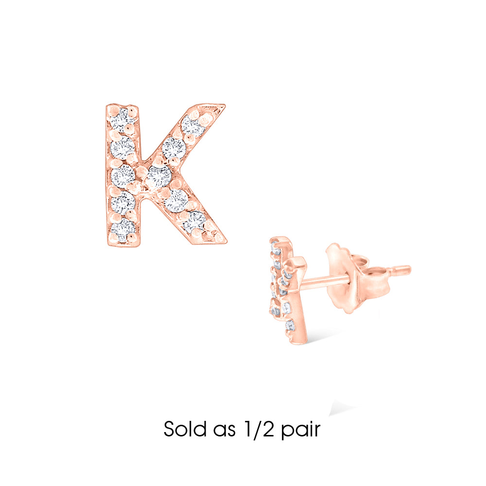 Hemsleys Collection 14K Diamant Mini Block Letter Initial Stud Earring