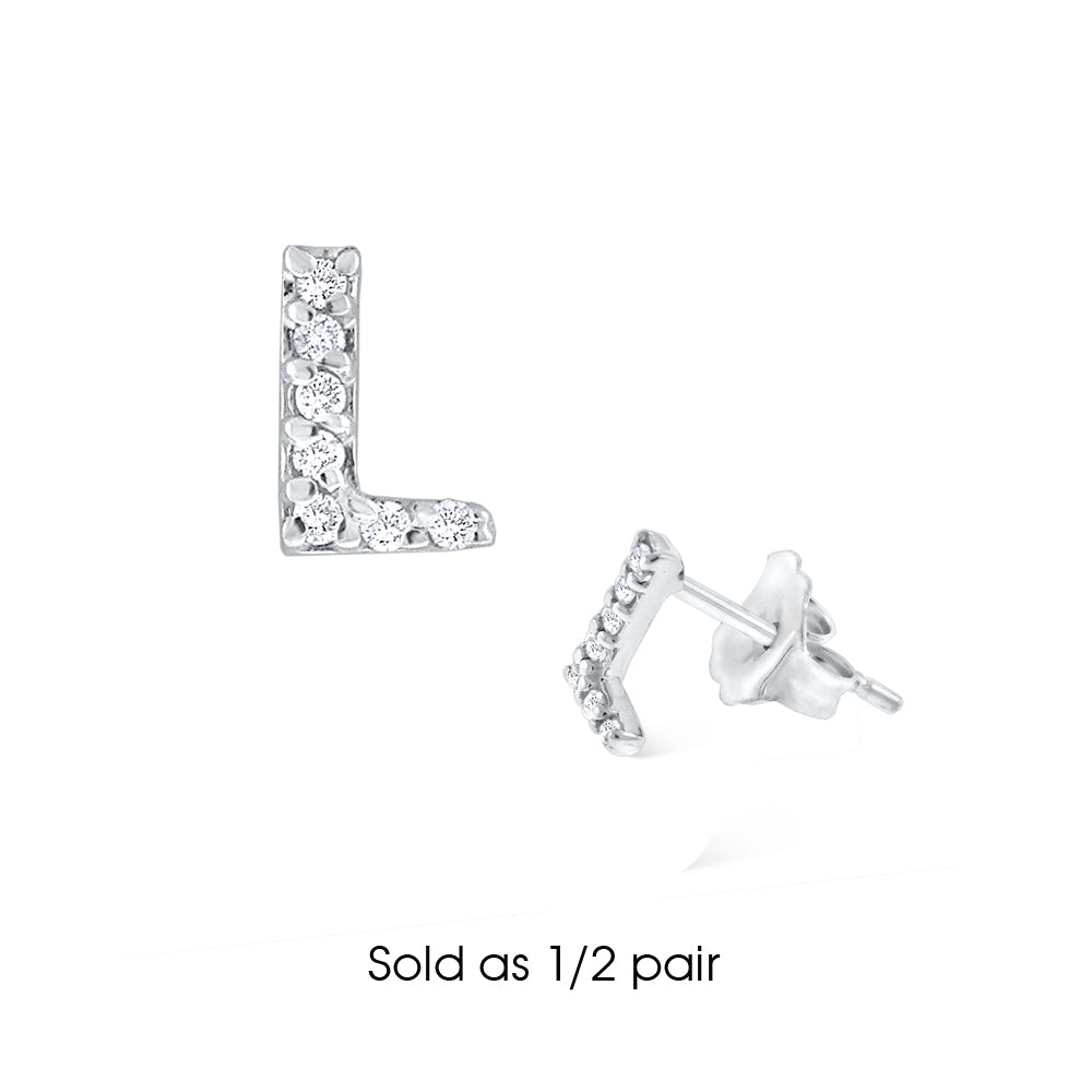 Hemsleys Collection 14K Diamant Mini Block Letter Initial Stud Earring