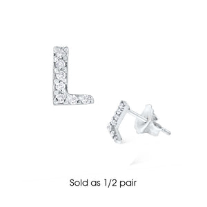 Hemsleys Collection 14K Diamond Mini Block Letter Initial Stud Earring