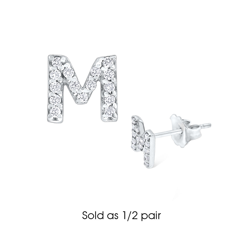Hemsleys Collection 14K Diamant Mini Block Letter Initial Stud Earring