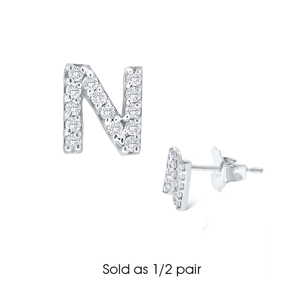 Hemsleys Collection 14K Diamant Mini Block Letter Initial Stud Earring