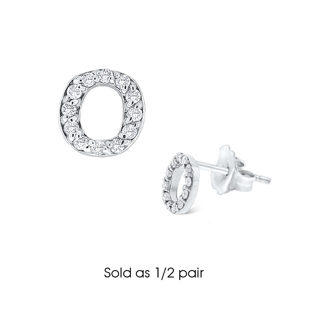 Hemsleys Collection 14K Diamant Mini Block Letter Initial Stud Earring